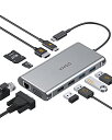 色：10-in-1 YIYOO USB C ハブ 2021新型マルチポート USB C アダプター 10-in-1 USB Type C HDMIハブ 変換 アダプター 人気 タイプ C ハブ 100W PD充電、4K HDMI、VGA、2 * USB 3.1、2 *USB 2.0、RJ45 イーサネッ、TF/SDカ