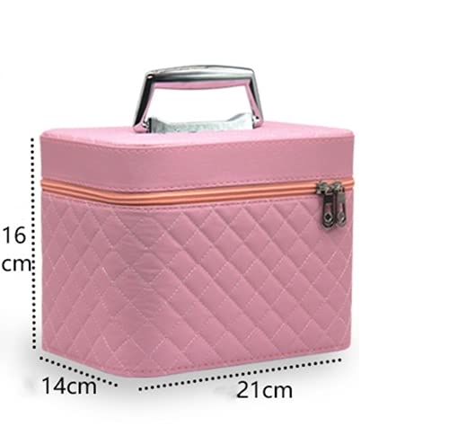 コスメボックス メイクボックス 大容量収納 ケース メイクブラシ化粧道具 小物入れ 鏡付き 化粧品収納ボックス 化粧箱 収納ケース 小物入 ミラー付 ysy (Pink) 2