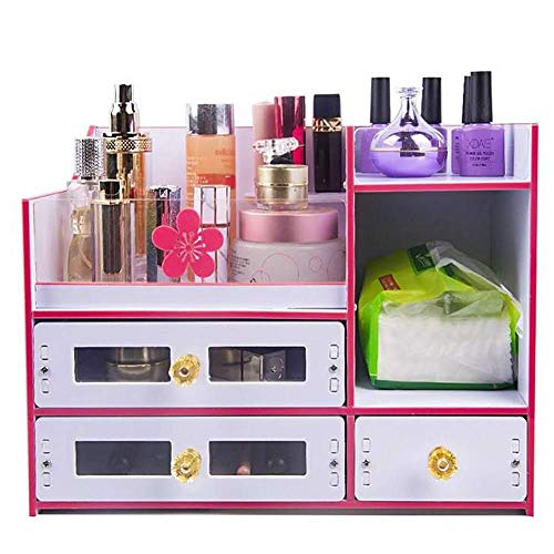 色：ピンク YCTY 引き出し付きの多機能メイクアップ収納ボックスアクリル製の多目的ジュエリー化粧品ディスプレイキャビネットドレッシングテーブルやバスルームでの使用に最適 ピンク 1