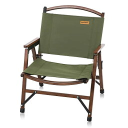 Mozambique アウトドア チェア キャンプ 椅子 折りたたみ ウッド コンパクト 木製 耐荷重110kg インテリアとしても使えるウッドチェア (グリーン)