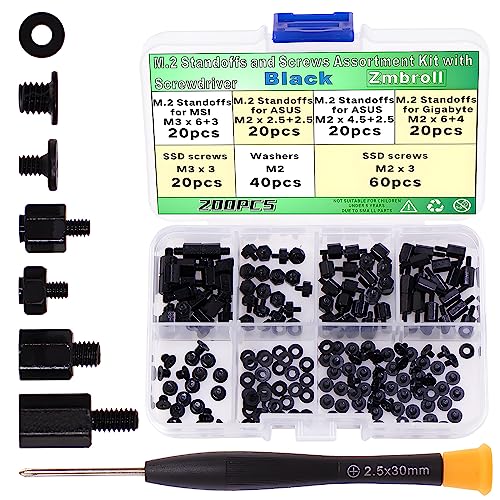 包装は：200個の黒色m.2ホルダー、ねじとワッシャを含む。M 3 x 6*2.5、M 2 x 2.5*2.5、M 2 x 4.5*2.5、M 2 x 6*4、2個のサイズのm.2ねじ、M 3 x 3ねじ、M 2 x 3ねじ、40個のM 2ワッシャ、1本の磁気ねじ回しである。様々なSSDサイズと取り付け配置に適応するために、異なる長さと直径を選択できる。高品質材料：マザーボードホルダーとネジは高品質炭素鋼から作られ、黒鉛亜鉛メッキされ、優れた防錆性と抗酸化性を持っており、私たちのM.2ネジはコンピュータシステムにM.2ソリッドステートドライブ SSD を安全に取り付けるために設計され、取り付けまたは取り外しの過程で耐久性と耐ストリッピングまたは損傷を提供するインストールしやすい：これらのコンピュータねじはインストールしやすいように設計されており、M.2 SSDをインストールする際に面倒な必要がないことを確認します。標準的なサイズとねじ山により、一般的なドライバやツールと互換性があり、M.2 NVMEハードディスクドライブやASUS Gigabyte MSIマザーボードと完全に互換性があり、迅速かつ直接的な組み立てが可能です。信頼性の高い性能：当社のM.2ネジはM.2 SSDをスロットにしっかり固定することにより、信頼性の高い性能を提供します。m.2ドライブのインストールに最適です。これにより、コンピュータシステムにおけるSSDの正確な位置合わせ、安定性、最適な機能を確保し、効率的なデータ記憶と検索を実現します。私たちのSSDネジは便利な箱の中に包装され、区別しやすい広範な応用：私たちのコンピュータねじはコンピュータの組み立てと修理の広範な応用に適している。これらはマザーボード、ハードディスクドライブ、ソリッドステートハードディスク、マザーボードホルダー、ねじの保護に使用できます。ASUS/ギガバイト/MSI/ASROCKマザーボードに使用でき、PCシャーシ、電源、マザーボード、ハードディスク、ファン、フロッピーディスク/CD-ROM/DVD-ROMドライブの固定インストールに最適です