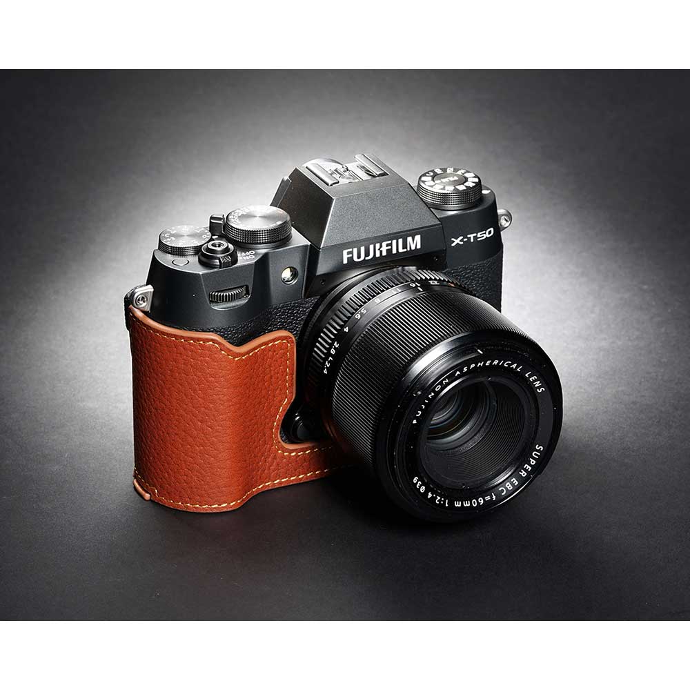 FUJIFILM X-T50 専用 レザー ケース Volcano ボルケーノ TP Original カメラケース おしゃれ 本革 牛革 速写ケース ボディーハーフケース 底面開閉 バッテリー交換可能 フジフィルム 富士フイルム TB06XT50-LB
