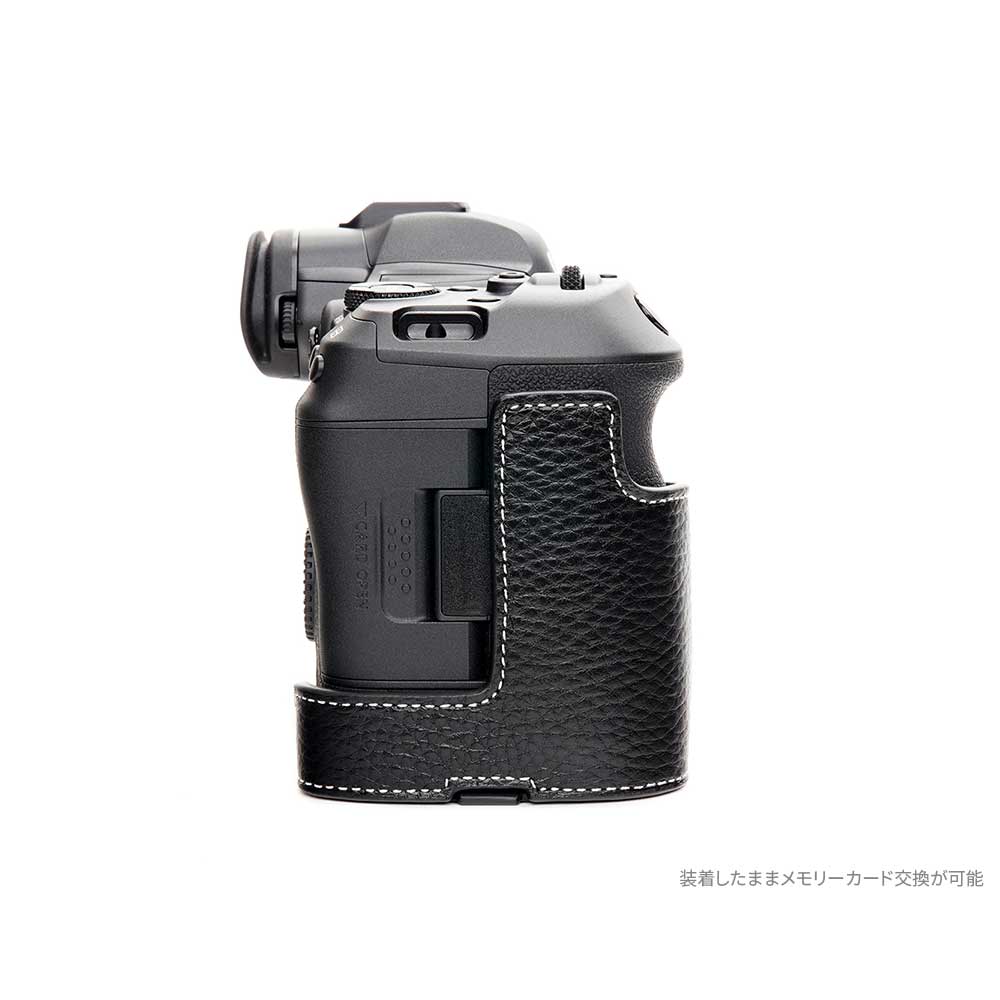 Canon EOS R5 Mark II 専用 レザー ケース Black ブラック TP Original カメラケース おしゃれ 本革 牛革 速写ケース ボディーハーフケース 底面開閉 バッテリー交換可能 キャノン イオス TB06EOSR52-BK