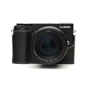 カメラケース TP Original Panasonic LUMIX GX7 MarkIII / GX9 用 レザー ケース Black ブラック おしゃれ 本革 牛革 速写ケース ボディーハーフケース 底面開閉 バッテリー交換可能 TB06GX9-BK