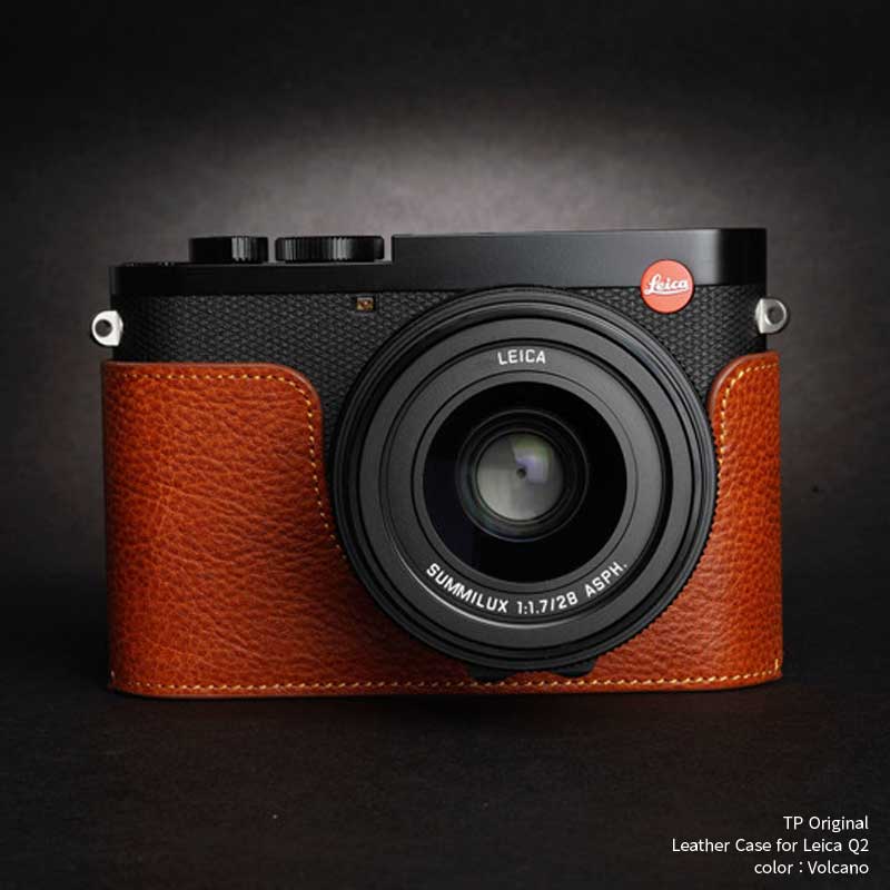 カメラケース TP Original Leica Q2 専用 レザー ケース Volcano ボルケーノ ライカ おしゃれ 本革 牛革 速写ケース ボディーハーフケース 底面開閉 バッテリー交換可能 TB06Q2-LB