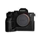 カメラケース TP Original SONY α7R IV / α9II 用 レザー ケース Black ブラック おしゃれ 本革 牛革 速写ケース ボディーハーフケース 底面開閉 バッテリー交換可能 A7R4 α7R4 A9II TB06A74-BK