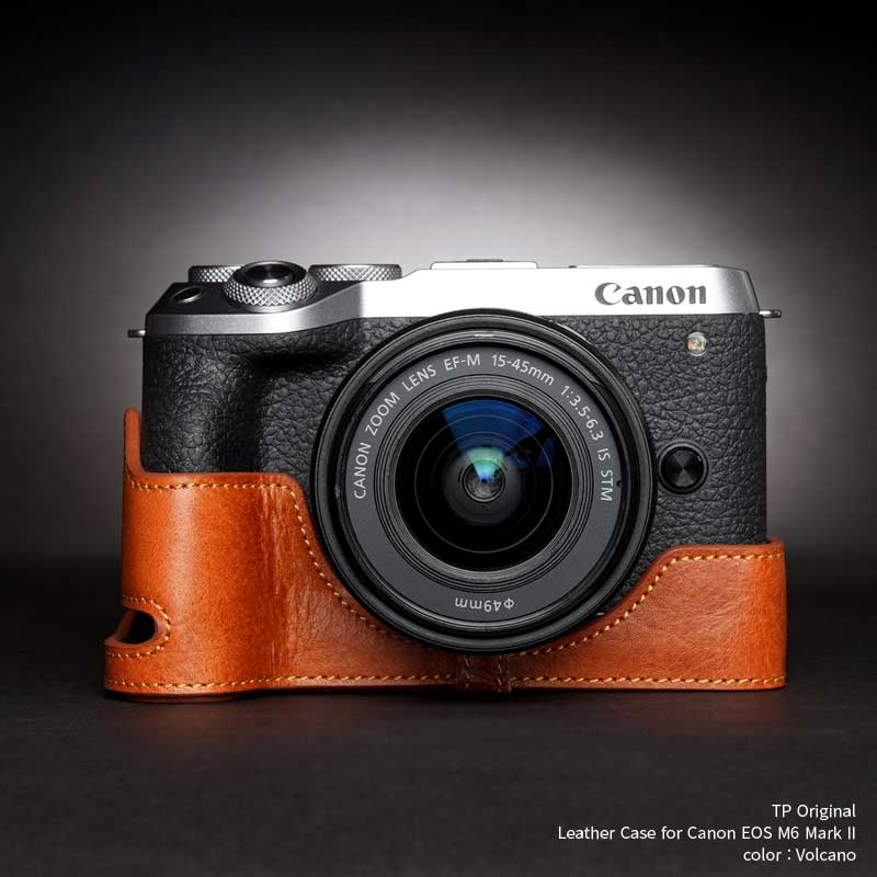 カメラケース TP Original Canon EOS M6 Mark II 専用 レザー ケース Volcano ボルケーノ おしゃれ 本革 牛革 速写ケース 底面開閉 バッテリー交換可能 キャノン キヤノン TB06EOS62-LB