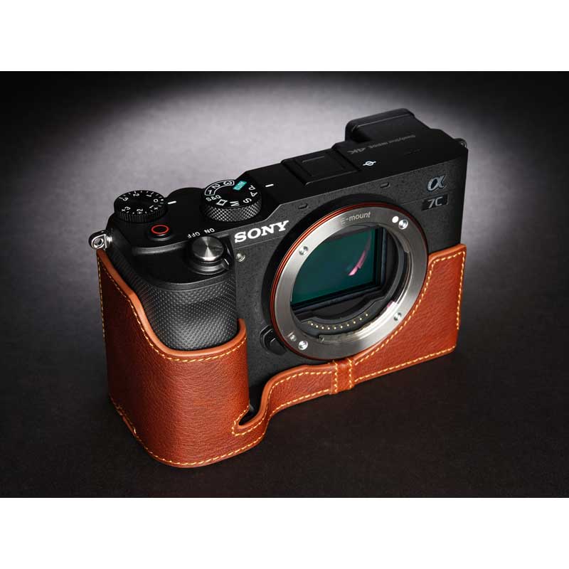 SONY α7C 専用 レザー ケース Volcano ボルケーノ TP Original カメラケース おしゃれ 本革 牛革 速写ケース ボディーハーフケース 底面開閉 バッテリー交換可能 ソニー ILCE-7C A7C TB06A7C-LB