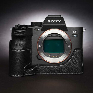 TP Original SONY α7S III 用 レザー カメラケース Black ブラック おしゃれ 本革 牛革 速写ケース ボディーハーフケース 底面開閉 バッテリー交換可能 TB06A7S3-BK