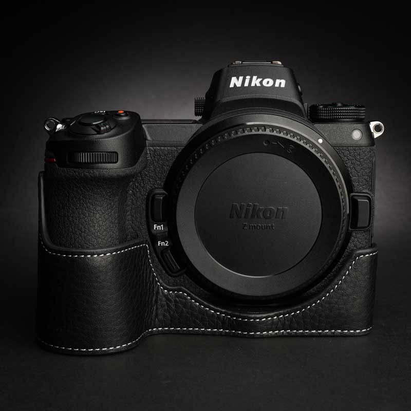 カメラケース TP Original Nikon Z5 / Z6 / Z7 / Z6II / Z7II 用 レザー ケース Black ブラック おしゃれ 本革 牛革 速写ケース ボディーハーフケース 底面開閉 バッテリー交換可能 TB06Z5-BK 2