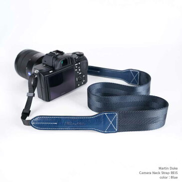 Martin Duke Camera Neck Strap REIS DN41NB Blue ブルー おしゃれ カメラネックストラップ カメラストラップ ミラーレス一眼 ミラーレスカメラ デジタル一眼 コンパクトデジタルカメラ Nylon ナイロン Italian Leather イタリアンレザー カメラ女子 カラフル