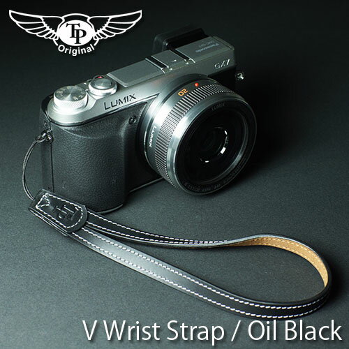 楽天NINE SELECTカメラストラップ TP Original V型 レザー リストストラップ ヒモタイプ TA013BK Oil Black オイル ブラック V Leather Camera Wrist Strap 牛革 本革 ハンドストラップ コンパクト デジタルカメラ おしゃれ シンプル ストラップ クリックポスト発送!送料無料