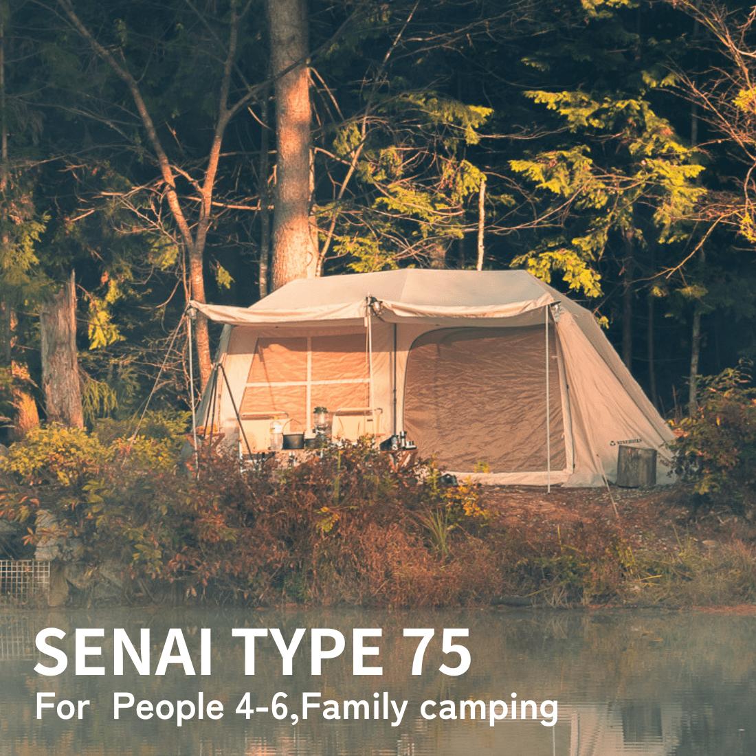 P10倍 アップグレード版 NINEHILLS ワンタッチテント ロッジテント ファミリー 2ルームテント 小屋型テント ロッジ型 設営簡単 アウトドア キャンプテント SENAI75 (4人・6人用）ファミリー ナチュラル