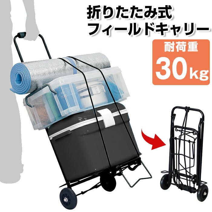 折りたたみ キャリーカート フィールドキャリー 耐荷重30kg FCR-30S【140-A71】JEJアステージ 小型 台車 ハンドキャリー 持ち運び ブラック コンパクト おしゃれ キャリー キャンプ用品 フェス…