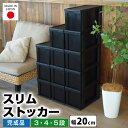 スリムストッカー スリムラック 3段 4段 5段 オールブラック 黒 隙間収納【140-A62/160-A29/170-A8】幅20cm すきま 収納ボックス 収納チェスト 引出し収納 キャスター付 プラスチック収納 中が透けない 収納ケース【送料無料】