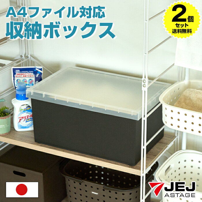 【ポイント4倍!12/1迄】【2個セット特価】A4ファイル収納ボックス ブラック 黒 A4サイズ 書類収納 ファイル収納【140-A67】フタ付き 収納ケース ...