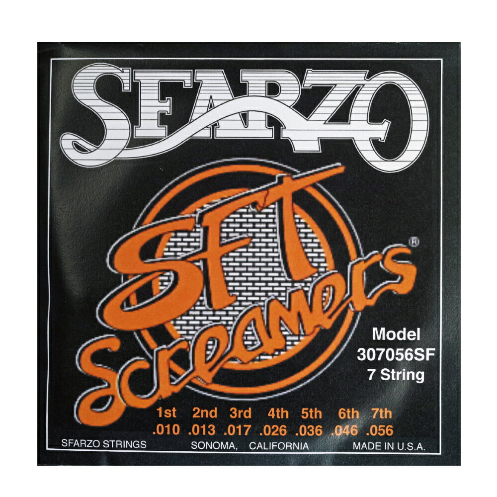 SFARZO　SFT Screamers 307056SF 7弦用 .010-.056　ギタリストのためだけに開発された新世代の高品質弦！　Jake Cloudchair使用弦　【ゆうパケット対応可能】