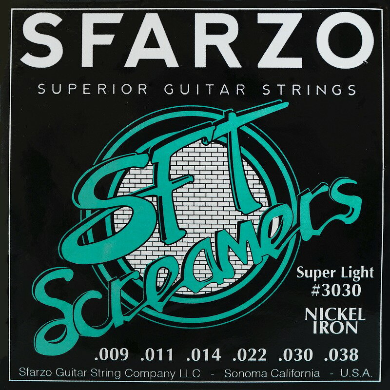 SFARZO　SFT Screamers 3030SF　.009-.038　ギタリストのためだけに開発された新世代の高品質弦！　Jake Cloudchair使用弦　【ゆうパケット対応可能】