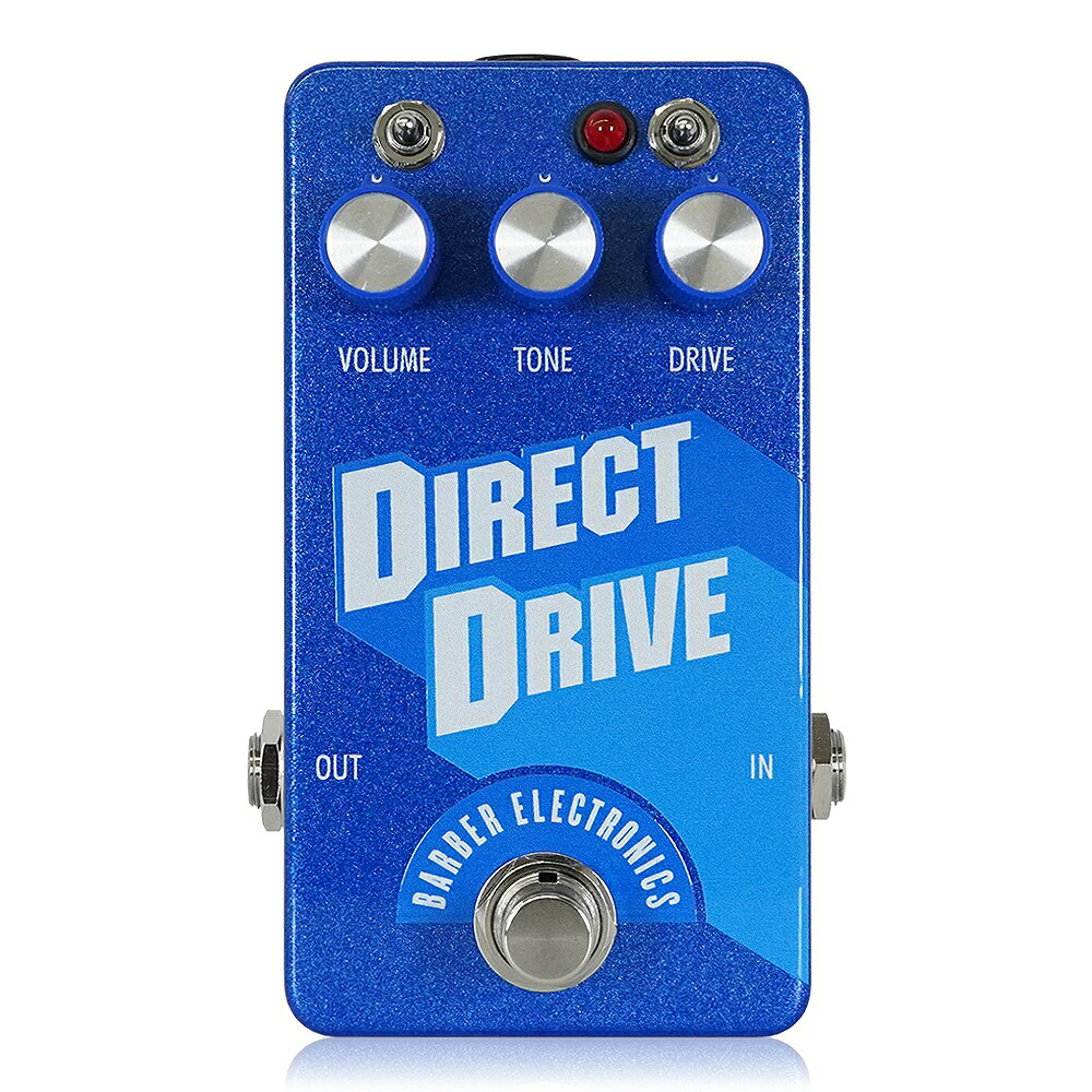 種類：オーバードライブ アダプター：9-18Vセンターマイナス 電池駆動：- コントロール：VOLUME、TONE、DRIVE、スイッチ Barber Electronics / Direct Drive V4 Blue バーバーエレクトロニクス / ダイレクトドライブブイフォーブルー Barber Electronics Direct Drive V4は、ヴィンテージブリティッシュトーンを生み出すオーバードライブ～ディストーションペダルです。KT66真空管を用いた初期のUKコンボアンプのサウンドから、4発のキャビネットで4インプットヘッドのトーン、さらに80年代のジュビリーサウンドまでカバーします。 Direct Drive V4は3つのノブ、ゲインとミッドレンジの2つのスイッチで、GZ34のベルトーンからタイトなEL34クラッシュまで広く音を生み出します。 Direct Drive V4はトゥルーバイパスで、スルーホールコンポーネントを使用しています。 ●コントロール ・左上のトグルスイッチ：ミッドレンジスイッチです。ファットなリードトーンからモダンオルタナティブトーンまでを切り替えます。左側でナチュラルミッド、中央で最大かつファットなトーン、右側でクリアなトーンとなります。 ・右上のトグルスイッチ：ゲインスイッチです。左側で最も高いゲインとなり、中央では最もダイナミックなトーン、右側でローゲインセッティングとなります。中央のモードでは初期の4インプットのアンプに近いトーンです。 ・Volume：音量を調整します。ピックアップやスイッチセッティングによりますが、10～2時付近で使用するプレイヤーが多くいます。 ・Tone：シンプルなトップエンドロールオフコントロールです。高域を中心に音色を調整します。2～3時付近から調整を始めてみましょう。 ・Drive：歪みの強さ、サステインの長さを調整します。低く設定するとほぼクリーンなトーンとなります。 Direct Drive V4はセンターマイナスDC9-18Vアダプターで動作します。消費電流は12mAです。 【Barber Electronics】 Barber Electronicsは、長年にわたり独自の設計で多くのエフェクターを制作しています。明瞭で幅広いトーン、柔軟な機能を持ち、ミュージシャンのためにDavid Barberによって制作されています。Barber Electronicsのエフェクターは全て手作りですがブティックではありません。