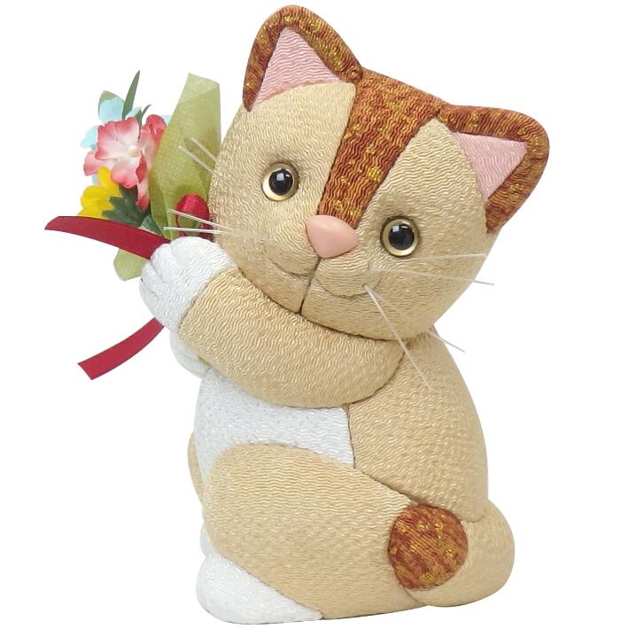 【木目込み人形】【木目込人形材料キット】【布付き】祝いネコ