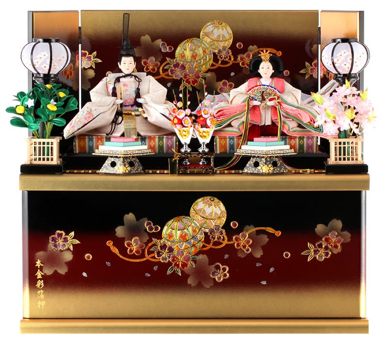 雛人形 平安義正 ひな人形 雛 コンパクト収納飾り 親王飾り 三五親王 本金彩箔押 【2025年度新作】 h313-sbyg-3b-76mari ひな祭り