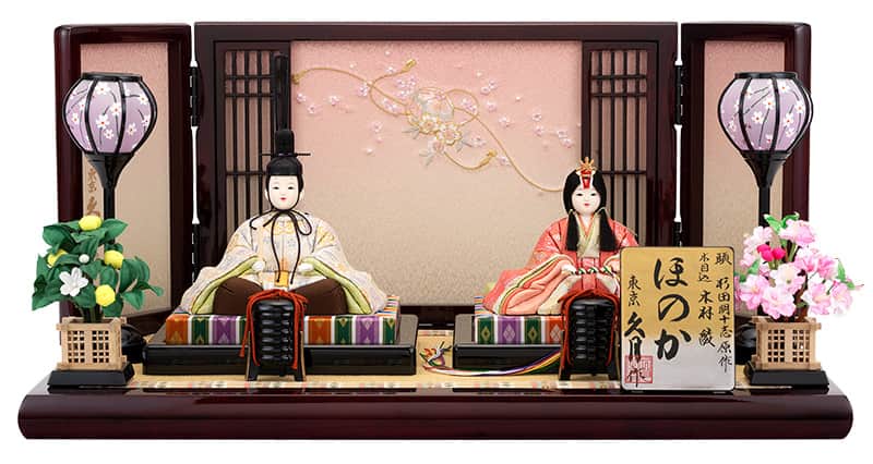 雛人形 久月 コンパクト ひな人形 雛 木目込人形飾り 平飾り 親王飾り 頭 杉田明十志原作 木村綾作 ほのか 祥恵雛 入れ目 オリジナル頭 【2026年度新作】 h073-k-31513 D-91