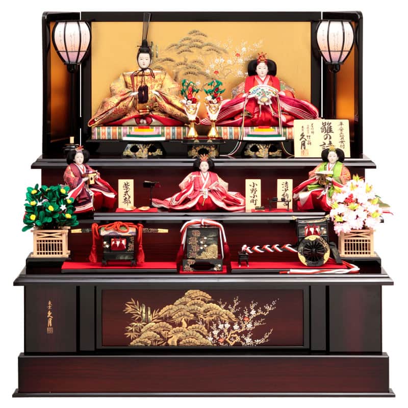 雛人形 久月 ひな人形 雛 三段飾り 五人飾り 着付師 伝統工芸士 竹翁 雛の詩 京七番親王 大三五平安三賢女 駿河古典蒔絵 【2026年度新作】 h073-k...