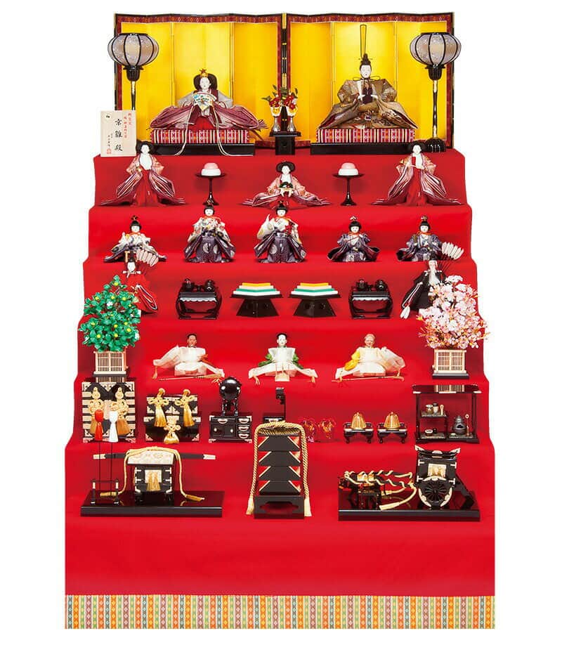 雛人形 平安豊久 ひな人形 雛 七段飾り 十五人飾り 平安寿峰作 極上帯地 京都西陣 正絹 京六番親 ...