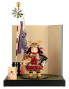 五月人形 幸一光 コンパクト 松崎人形 子供大将飾り 平飾り 陸 りく 黒小札 赤肩白威 黒塗紗貼台 鯉幟付 【2025年度新作】 h075-koi-5840