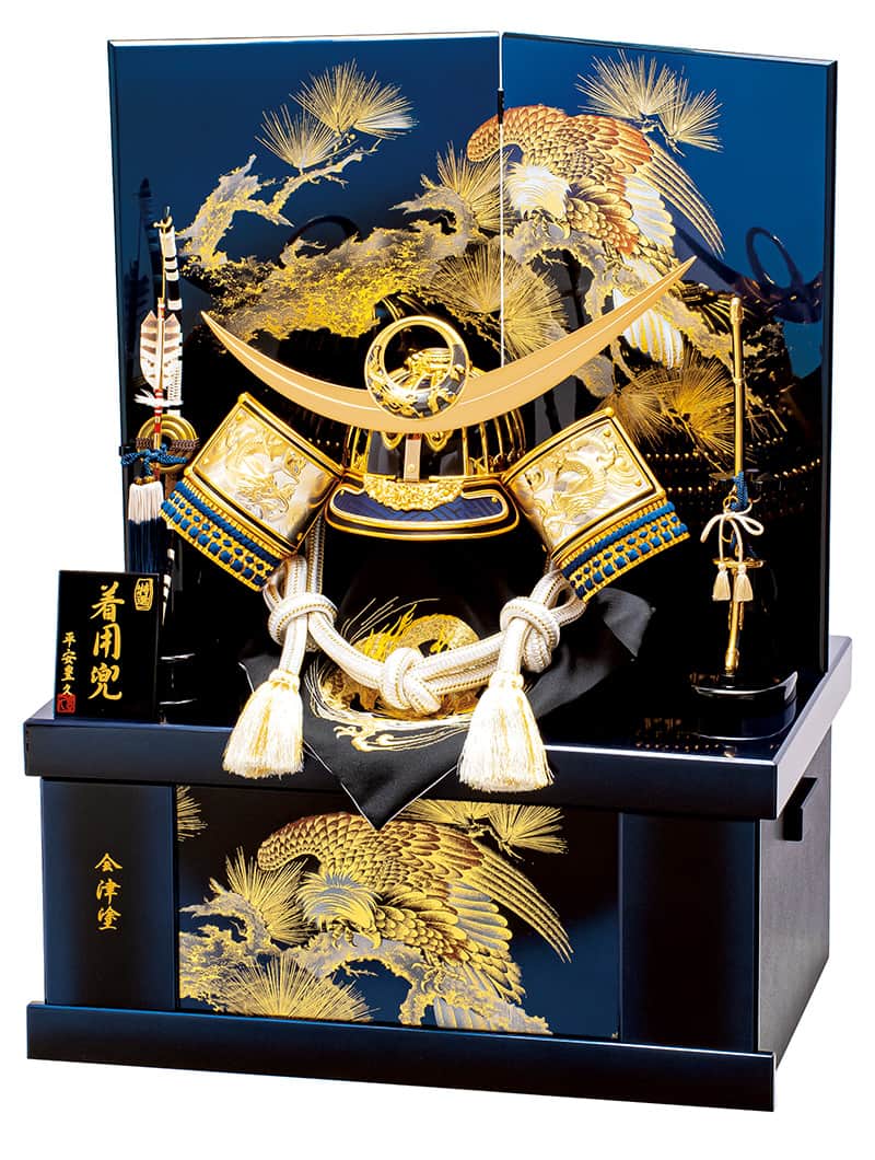五月人形 豊久 上杉謙信 着用 兜収納飾り 兜飾り 碧 25号 会津塗 【2024年度新作】 h065-mo-502748 GG-098