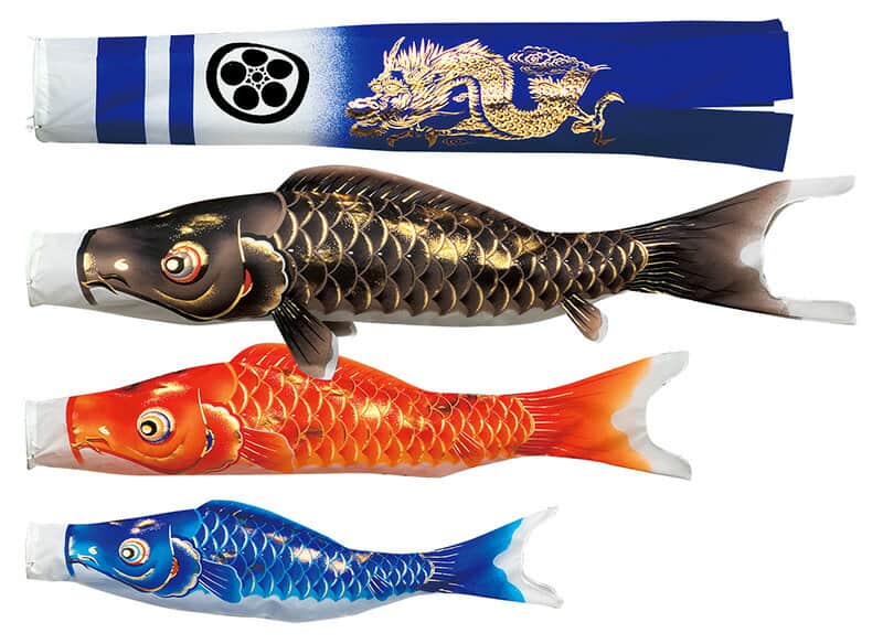 玉龍 天空龍虎金箔吹流し ナイロン 家紋・名前入れ可能