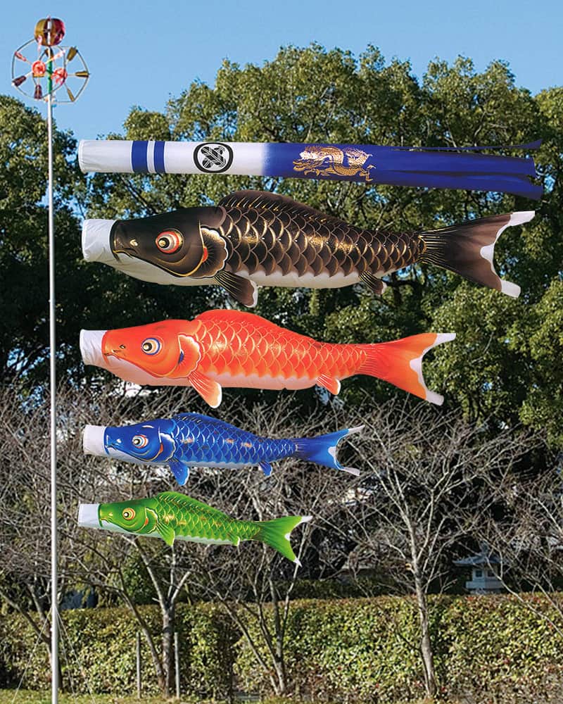 玉龍 天空龍虎金箔吹流し ナイロン 家紋・名前入れ可能