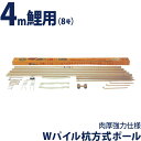 こいのぼり 徳永鯉 鯉のぼり 庭園用 ポール 4m鯉用 8号 Wパイル杭方式ポール 肉厚強力仕様 デラックスモデル 【2025年度新作】 200-538