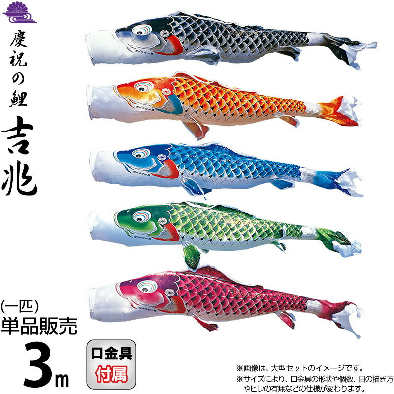 こいのぼり 徳永鯉 鯉のぼり 単品 3m 吉兆 慶祝の鯉 撥水加工 ポリエステルジャガード織生地 【2025年度新作】 000-561