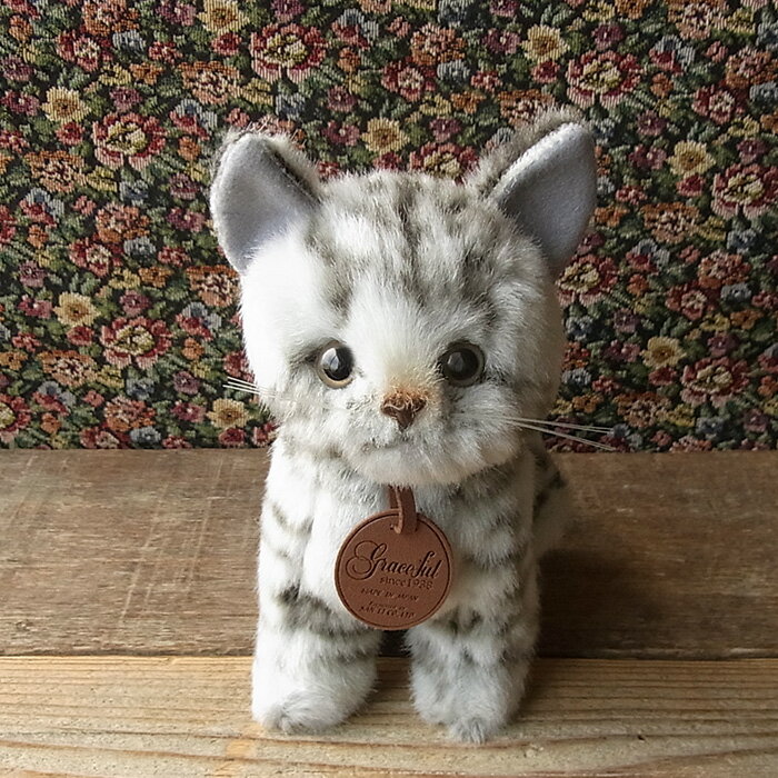 簡易ラッピングでお届け【三英貿易 おすわり アメショー グレー ぬいぐるみ】猫 ねこ ネコ ぬいぐるみ リアル 本物 そっくり ペット