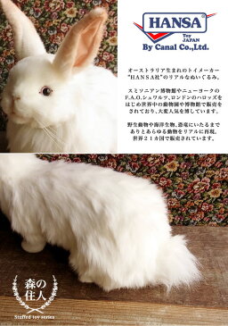 簡易ラッピングでお届け【ハンサ(HANSA) ユキウサギ40 ぬいぐるみ】本物 そっくり リアル ペット メモリアル 兎 うさぎ ウサギ