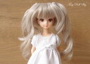 【4.5インチ カーリーツインテール(ホワイトグレージュ) ドールウィッグ】リカちゃん リトルプーリップ リトルダル オビツ21ヘッド 小さなドール用ウィッグ 1/6ドール 耐熱ウィッグ