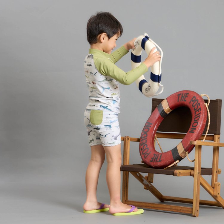 【90cm】【40%】セール BIT’z【ビッツ】サメ 図鑑 総柄 ボクサー 水着【人気 子供...
