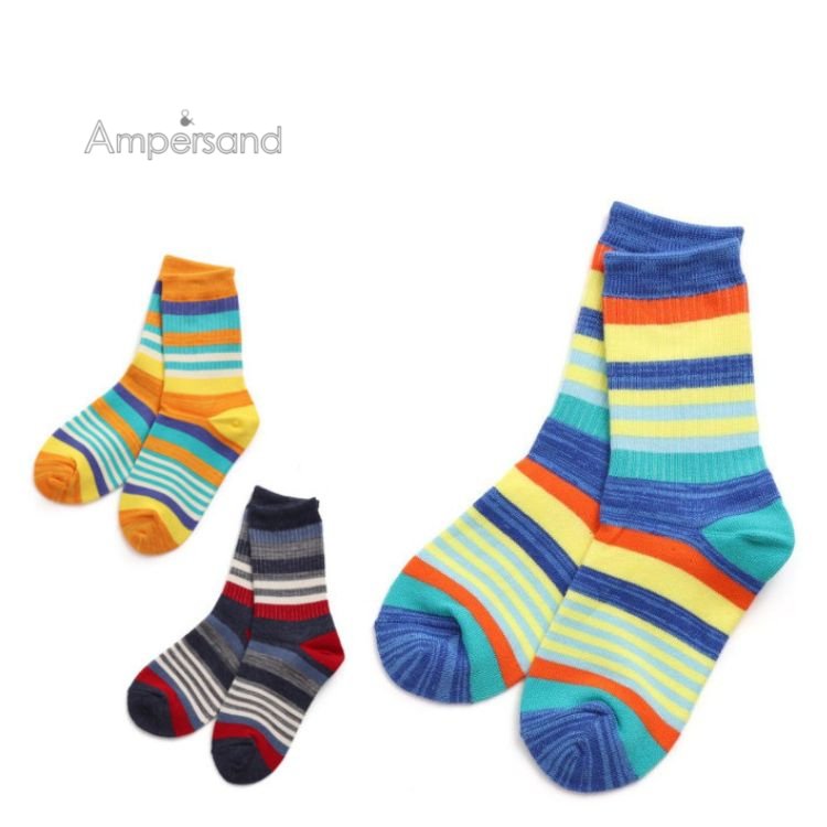 【100円くつ下】 ampersand【アンパサンド】スラブ ボーダー ソックス【人気 子供服 ブランド キッズ ..