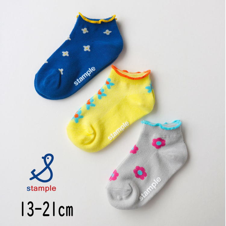 stampleメッシュ フラワー アンクル ソックス 3足組72970