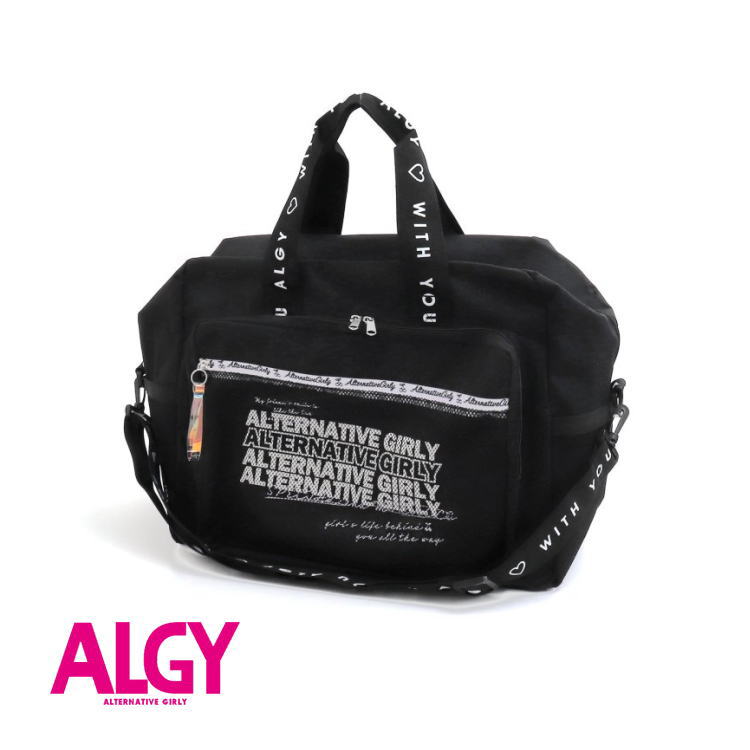 【30％】セール ALGY【アルジー】ボストンBAG【人気 子供服 ブランド キッズ ジュニア 小物 カバン バッグ 肩掛け 手持ち 縦型 ロゴ プリント メッシュ おしゃれ かわいい 女の子 お出掛け 旅行 修学旅行 林間学校 臨海学校 合宿 2-3泊 40L sale】A2GG063