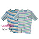 【130 cm】【40％】セール Candychuu【キャンディチュウ】マルチ ボーダー テレコ Tシャツ【人気 子供服 キッズ ジュニア トップス 長袖 長T ロング ロンT プリント リボン おしゃれ かわいい キュート 女の子 sale 50 】201412