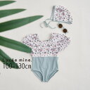 【20%】セール Lyc?e mine【リセマイン】バイカラー パフ ワンピース & キャップ セット【人気 子供服 キッズ 水着 スイムウエア ワンピ 柄 花...