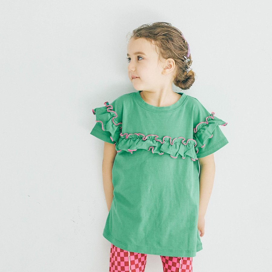 セール p.premier【プルミエ】イロチ買いしたい 配色 メロウ フリル ストレッチ T...