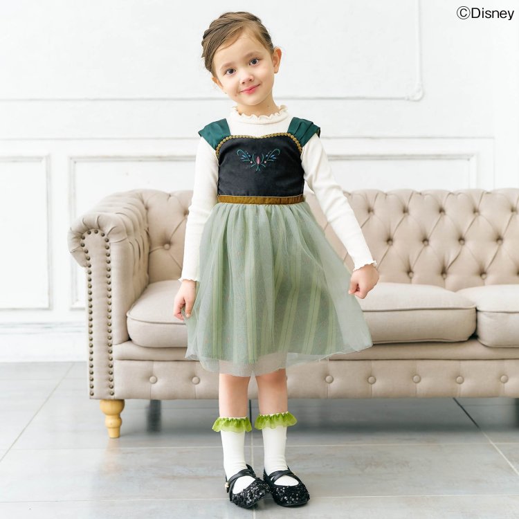 【15周年！期間限定15％OFF！】【10％】セール apres les cours【アプレレクール】ディズニー キャラクター フリル ソックス【人気 子供 キッズ 小物 靴下 ソックス クルー プリンセス アナ エルサ ラプンツェル 刺繍 ワンポイント かわいい 女の子】V454805