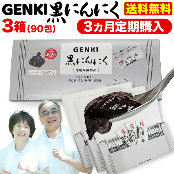 【1包に200億個のシールド乳酸菌】定期購入 サプリ サプリメント GENKI黒にんにく 3箱(5gx90包) 醗酵黒生姜 ガシュツ末 梅エキス 野菜酵素 フラクトオリゴ糖 シールド乳酸菌 黒ニンニク 健康 腸活 国産素材 メール便送料無料