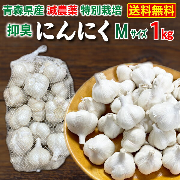 青森 特別栽培にんにく1kg Mサイズ 減農薬 国産 低臭ニンニク 送料無料 Y常 1