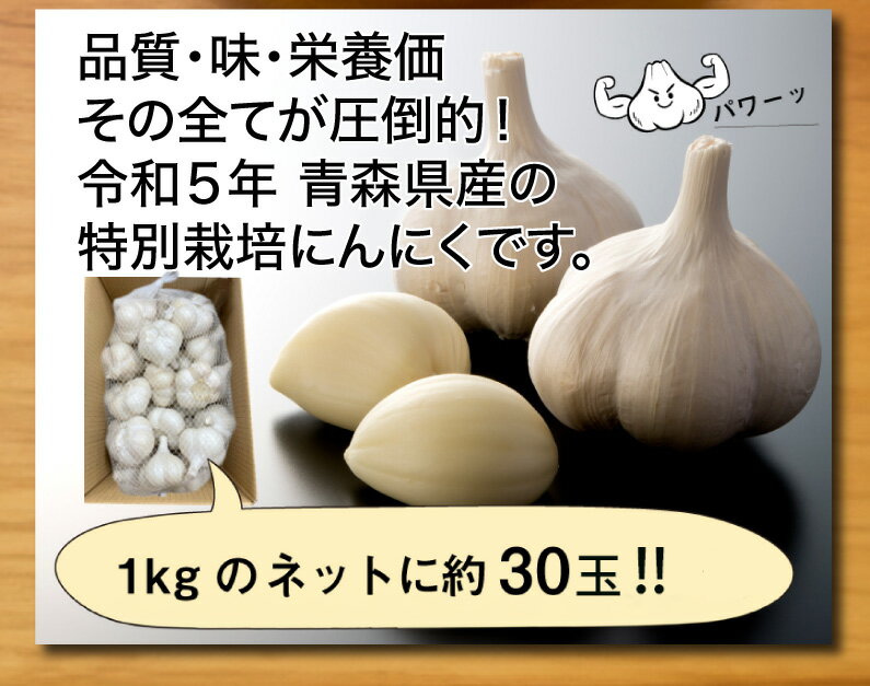 青森 特別栽培にんにく1kg Sサイズ 減農薬 国産 低臭ニンニク 送料無料 Y常 2