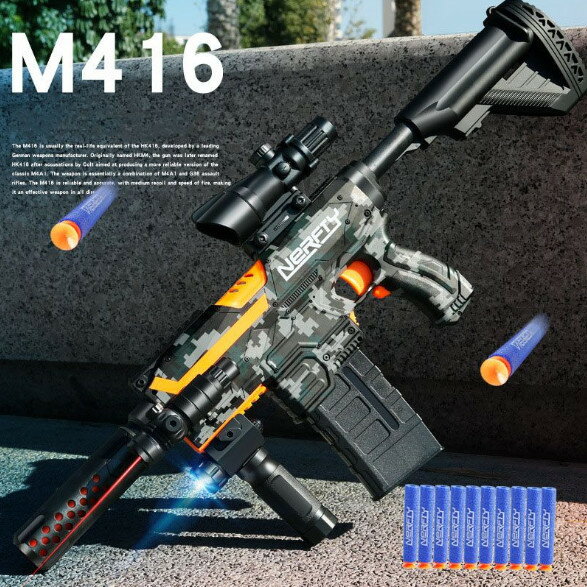 銃 おもちゃの銃 トイガン おもちゃ リアル M416 電気 電動 連続射撃 屋外 eva吸盤 ソフト弾丸 子供 大人 親子 アウトドア プレゼント 3
