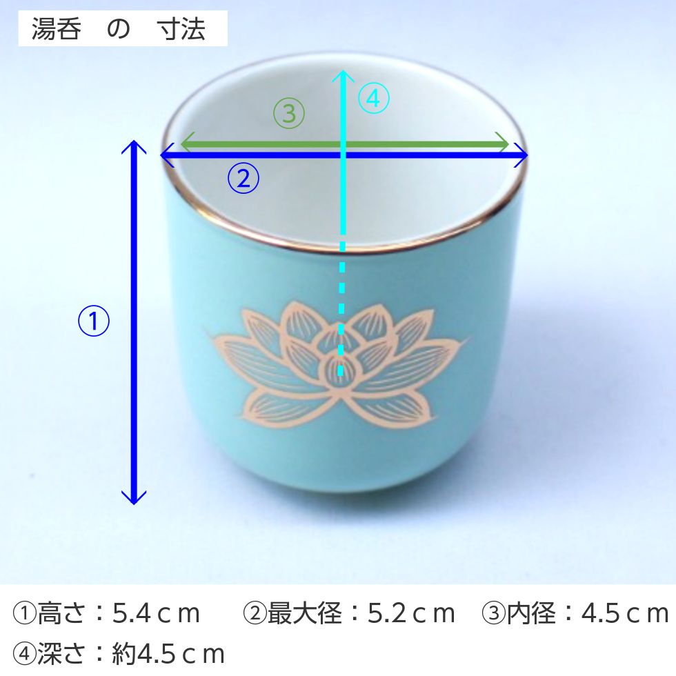 青磁 上金ハス 湯呑 1.6寸 陶器 直径5.2cm 湯飲み 湯呑み